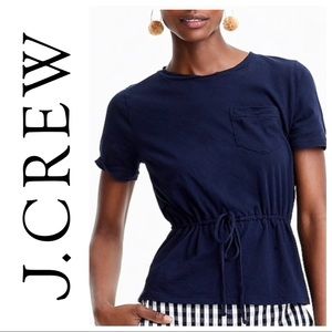 NWT!! J. Crew Tie Waist Pocket Tee in Navy b18